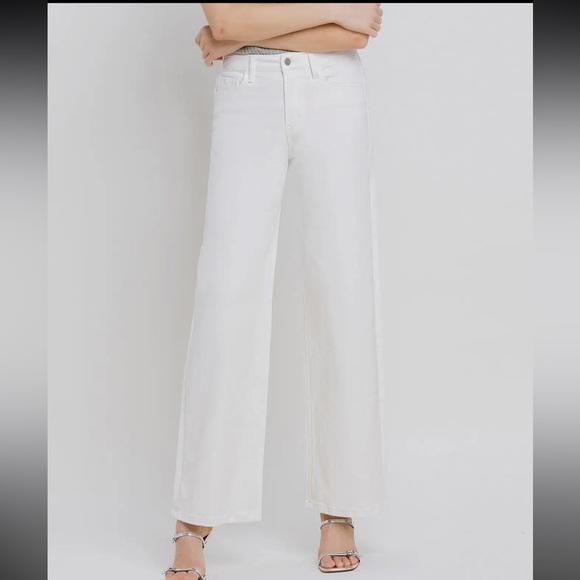 Vervet Denim - VERVET by FLYING MONKEY OPTIC WHITE HIGH RISE WIDE LEG JEANS